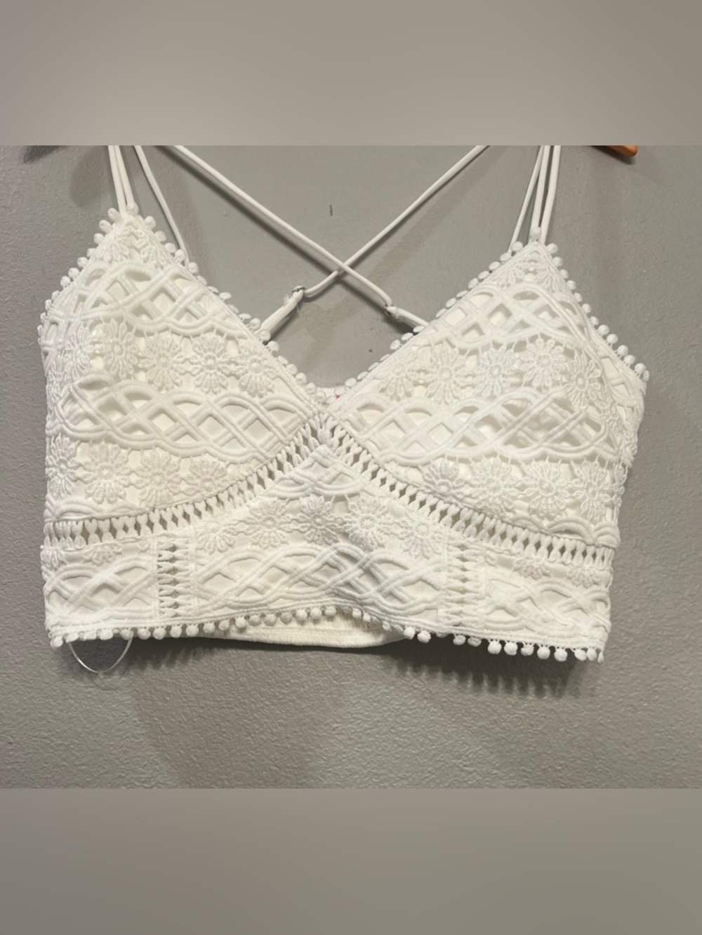 Francesca's Collections White Crochet Lace Crop Bralette